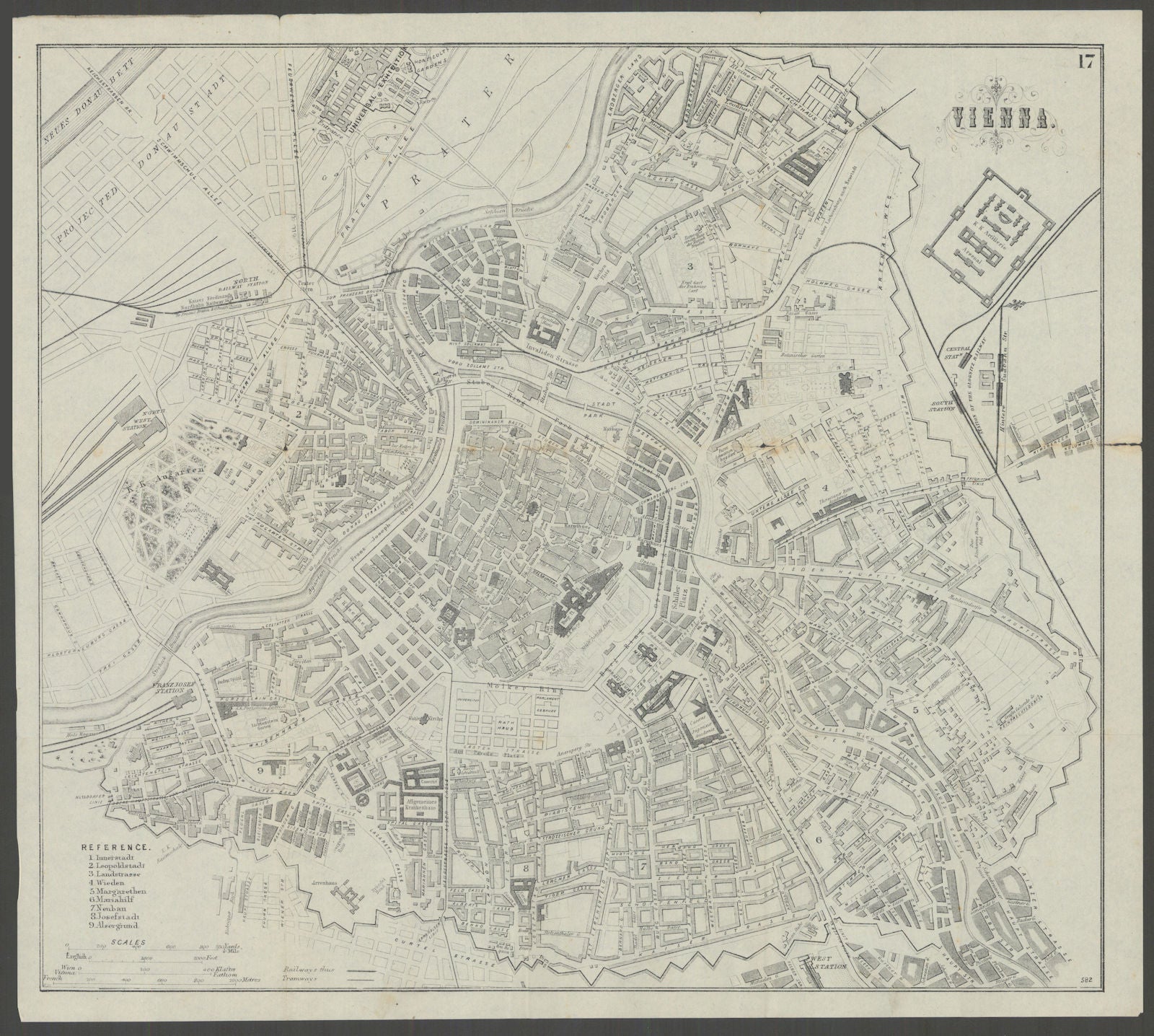 AUSTRIA. Vienna. Wien. town city plan 1882 old antique vintage map chart